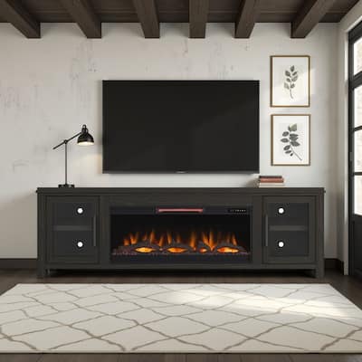 Bridgevine Home Tybee 86 inch Electric Fireplace TV Console for TVs up to 95 inches