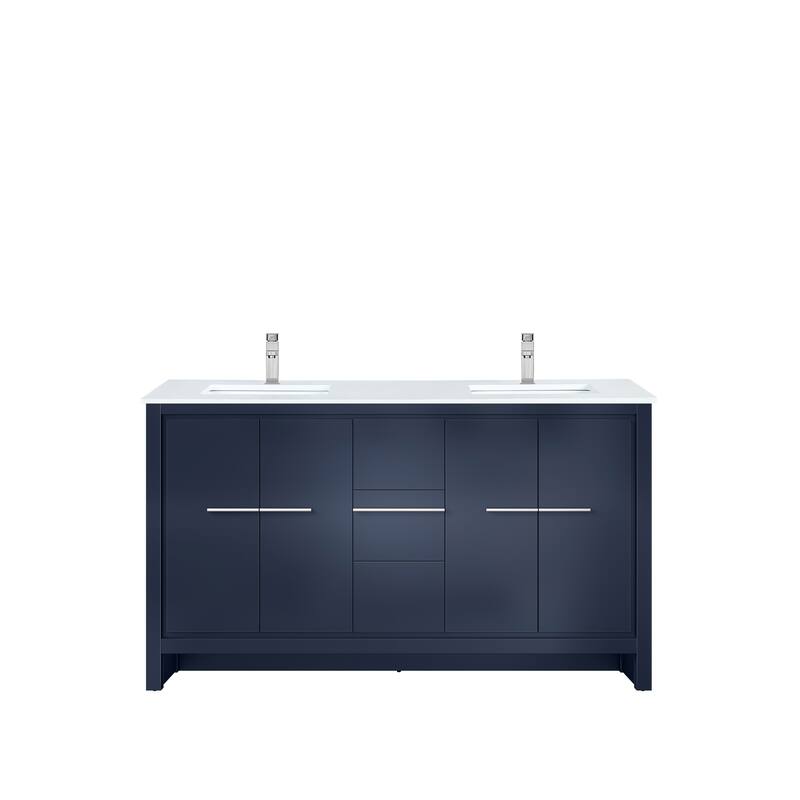 Lafarre Bath Vanity Cultured Marble Top, Sink and Chrome Faucet - 60 inch - Navy Blue