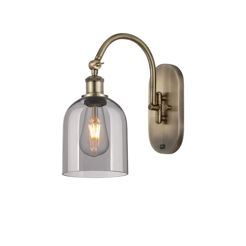 Innovations Lighting 518-1W-13-6 Bella Sconce Bella 13" Tall Wall - Antique Brass / Light Smoke
