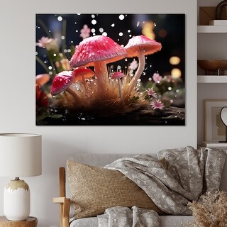 Designart "Red Magical Mushrooms In Enchanted Forest" Mushroom Wall Art ...
