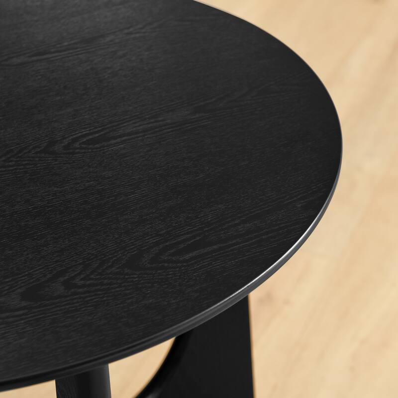 Roomfitters 25" Round End Table, Modern Black MDF Side Table, Night Stand for Living Room or Bedroom