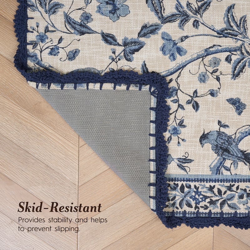 Laura Ashley Cotton Slub Crochet Border Rugs