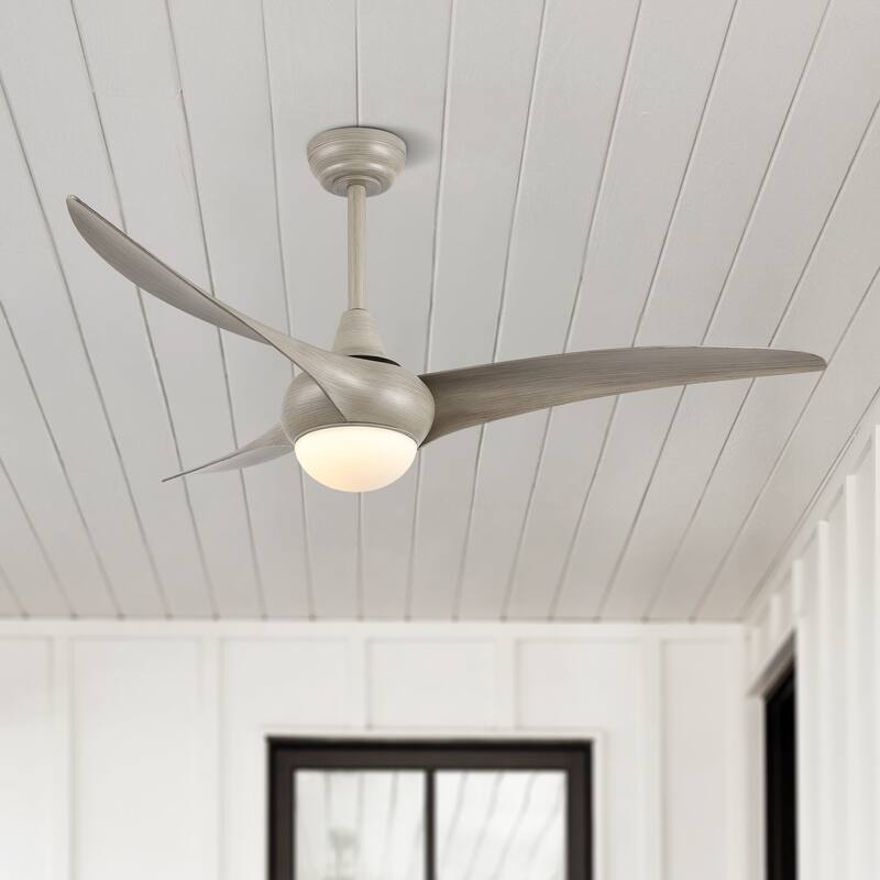 Raffles 52" 1-Light Vintage Iron/Plastic Mobile-App/Remote-Controlled 6-Speed Retro Swirl LED Ceiling Fan, by JONATHAN Y