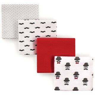 Hudson Baby Infant Boy Cotton Flannel Receiving Blankets, Mustache Hat, One Size - Mustache Hat - One Size
