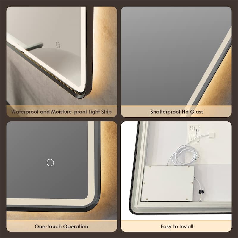 Altair Viaggi Rectangle Framed LED Lighted Wall Mirror