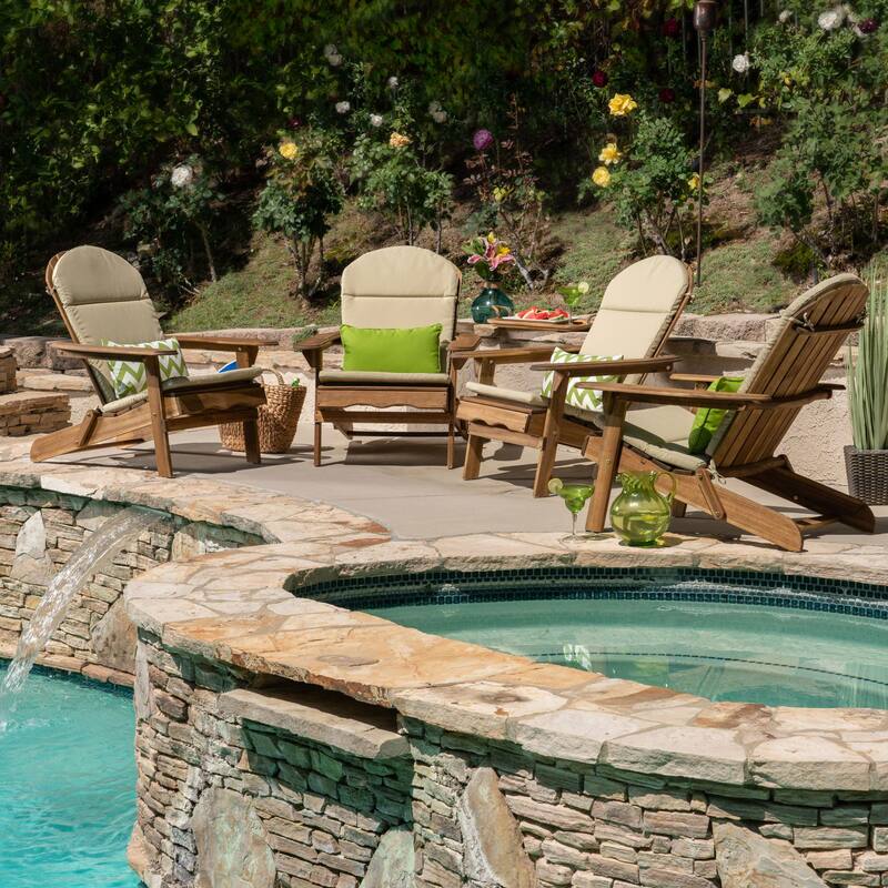 Malibu Outdoor Adirondack Chair Cushion (Set of 4) by Christopher Knight Home - Khaki