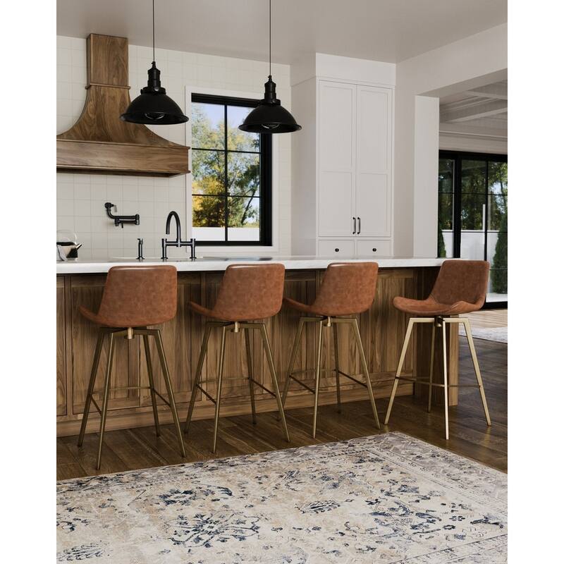 Maven Lane Victor Metal & Vegan Leather Kitchen Dining Stool