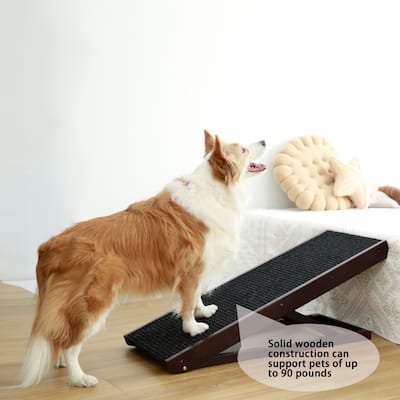 Folding Portable Dog Cat Ramp Adjustable Height from 9.64" to 18.9"