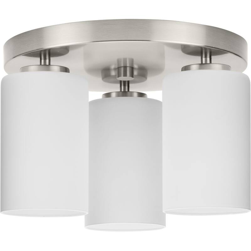 Cofield Collection 12 in. Three-Light Brushed Nickel Transitional Flush Mount - 12 in x 12 in x 7.35 in - 12 in x 12 in x 7.35 in