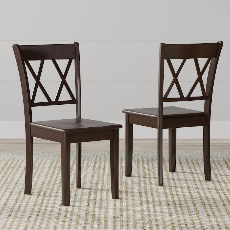 3-Piece Dining Set, 48" Rectangle Wood Table and Double X-Back Chairs