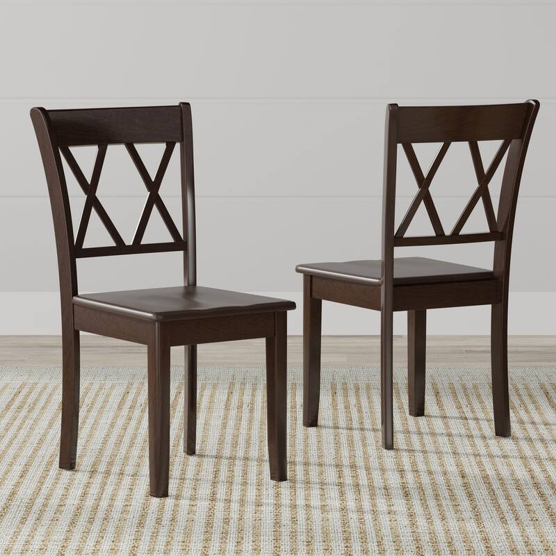 Double X-Back Solid Wood Dining Chair (Set of 2) - Dark Walnut