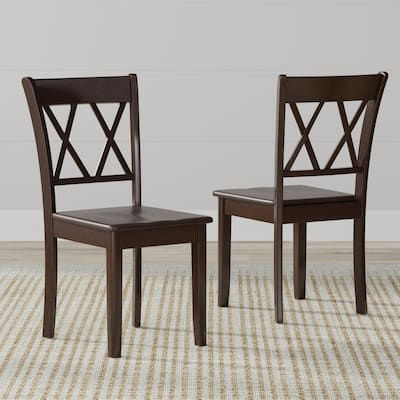 Double X-Back Solid Wood Dining Chair (Set of 2)