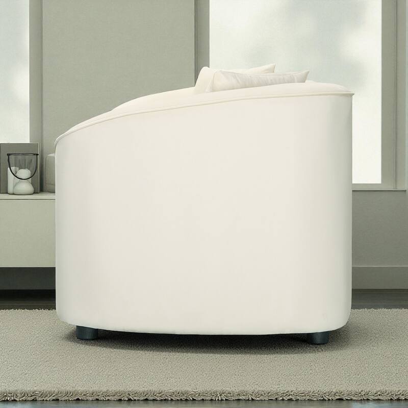 87" Curved Contemporary Velvet Sofa in Off-White, Plush 3-Seat Design with Ergonomic Comfort and Durable Frame