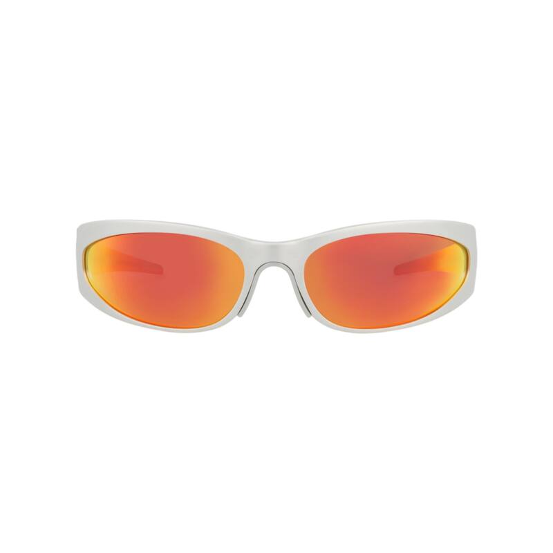 Balenciaga Shield-Frame Alluminium Sunglasses - Silver Silver Red - Silver - Grey Lens