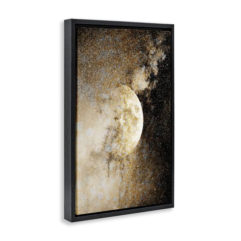 Stupell Starry Nebula Full Moon Framed Floater Canvas Wall Art Design By Gemma Bardot