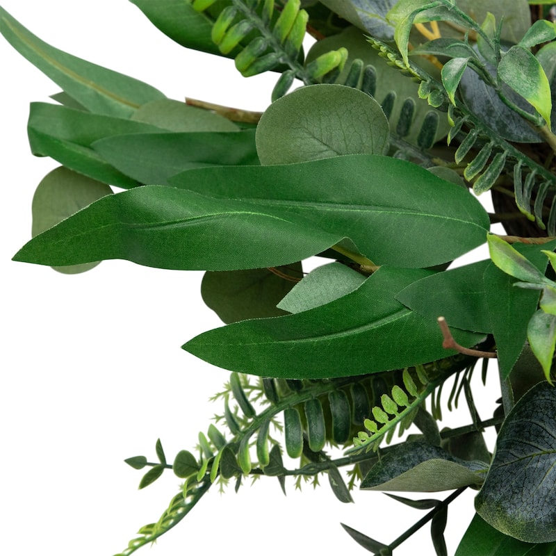 Eucalyptus and Fern Mixed Foliage Artificial Spring Wreath - 24"