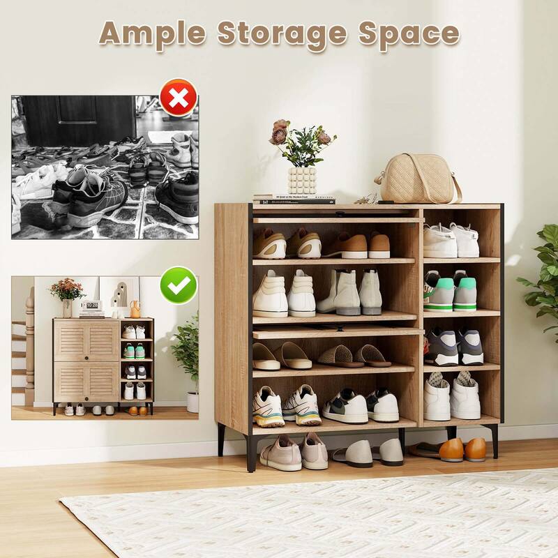 Costway Shoe Storage Cabinet with Flip Doors Adjustable and Removable - See Details