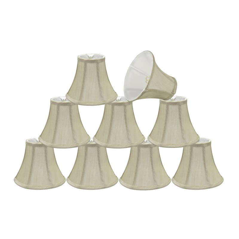 Aspen Creative Bell Chandelier Clip-On Lamp Shade (9 Pack), Beige, (3" x 6" x 5")