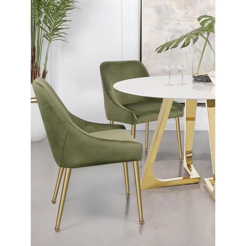 Lichton Parsons Wingback Side Chairs (Set of 2) - Olive/Gold
