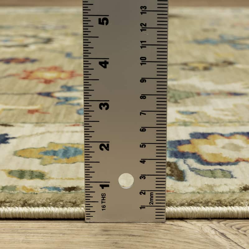 Style Haven Federica Bohemian Oriental Beige/ Multi Fringe Edge Area Rug.