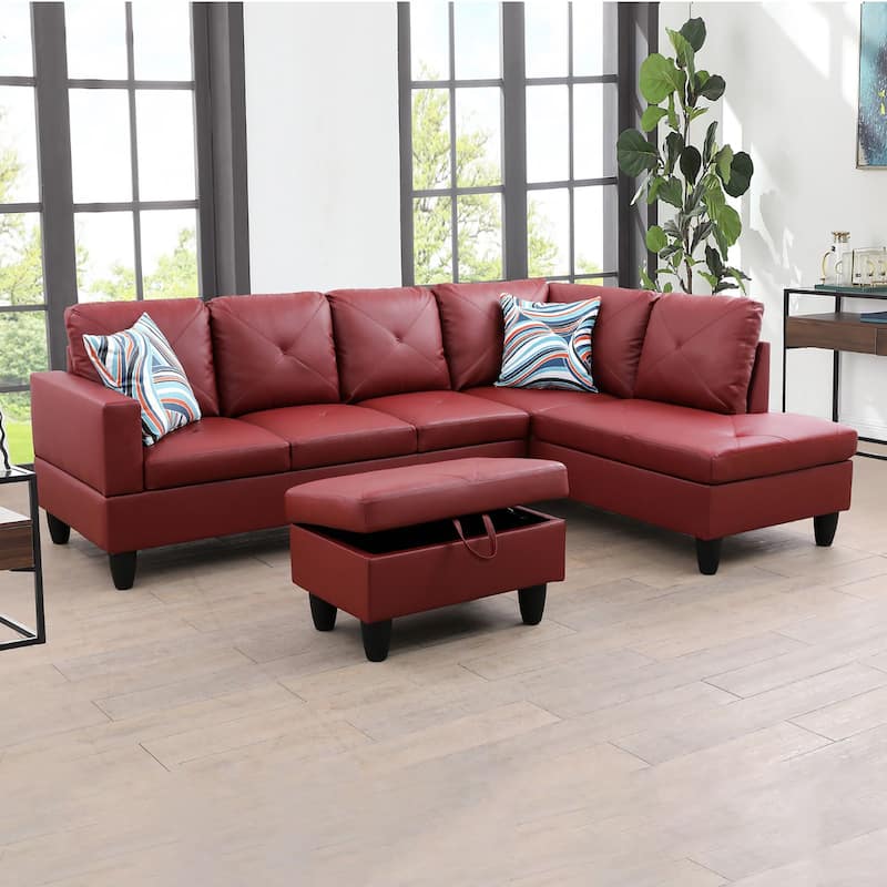 Statement Red PU Storage Ottoman Footstool