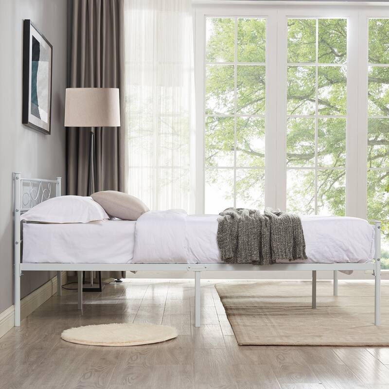 Javlergo Metal Platform Bed Frame with Headboard and Footboard, Under Bed Storage, Mattress Foundation No Box Spring Needed