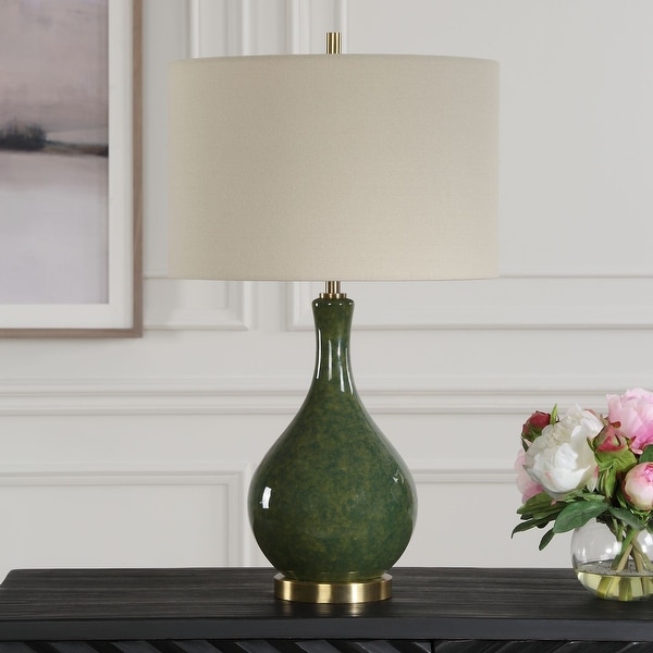 Emerald green and gold lamp top