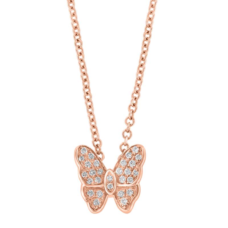EFFY 925 Gold Plated Silver Diamond Butterfly Pendant Necklace