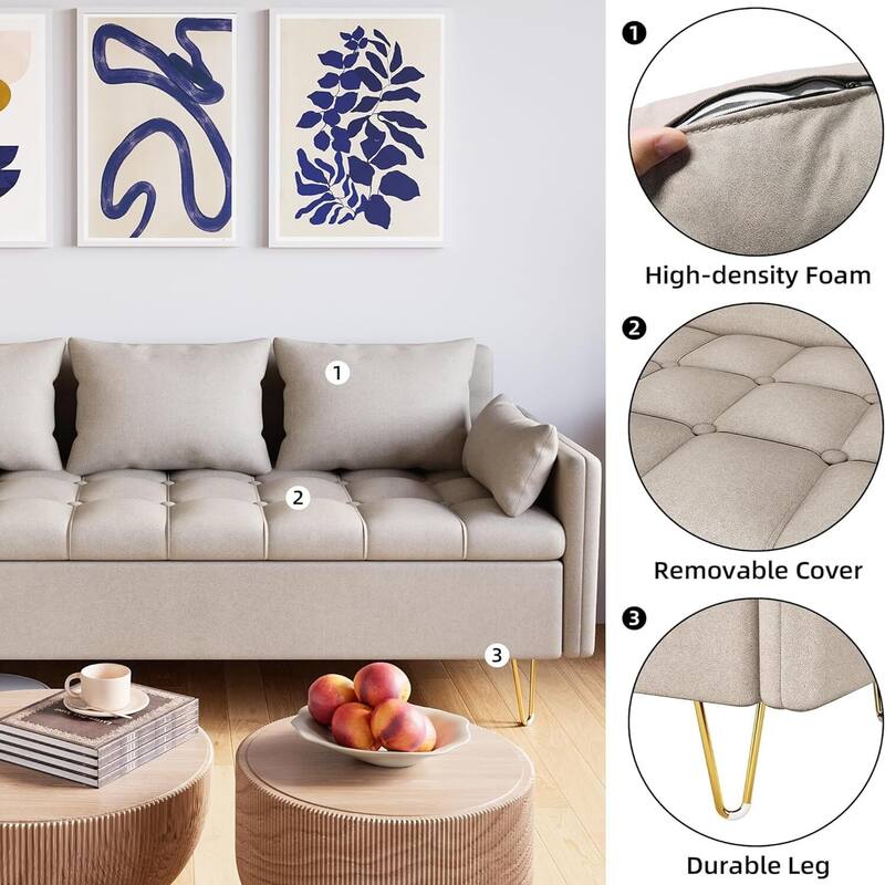 3-Seater Faux Leather Sofa