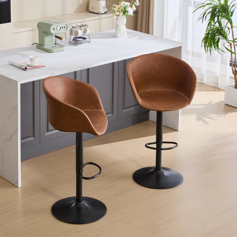 Mid-Century Modern Adjustable Swivel Bar Stools