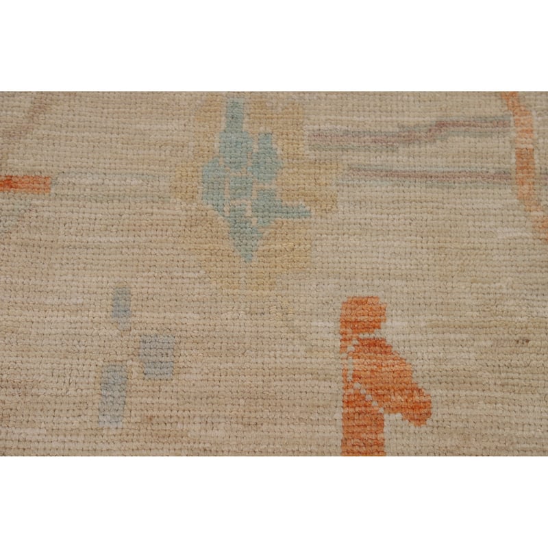 Floral Vegetable Dye Oushak Turkish Area Rug Hand-Knotted Wool Carpet - 9'0"x 12'5"