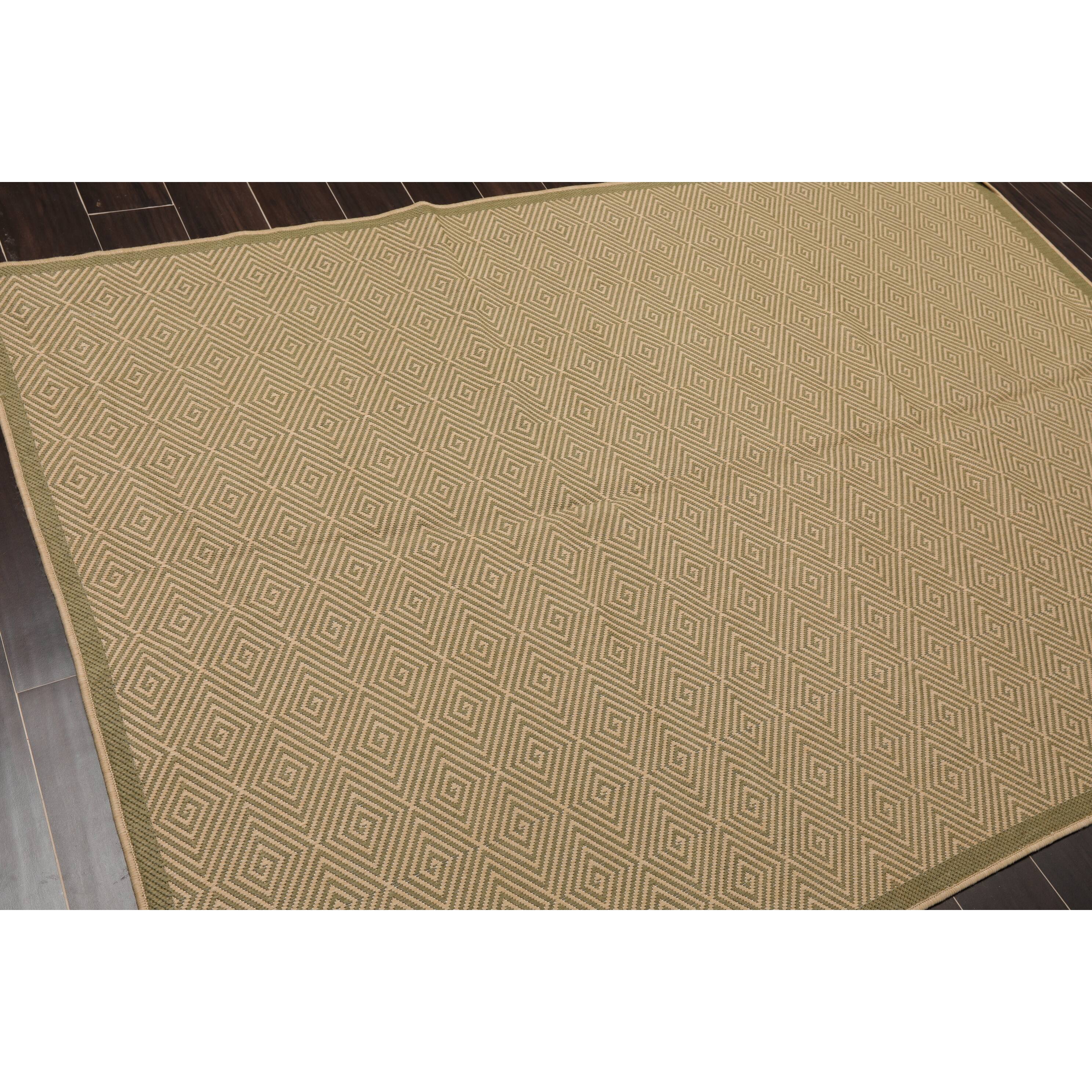 5'x7'6 Machine Made Polypropylene Indoor Outdoor Oriental Area Rug Tan