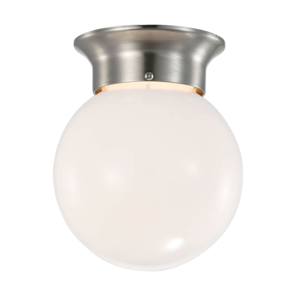 8 Watt 6 inch LED Flush Mount Fixture 3000K Dimmable Brushed Nickel Frosted Glass - Brushed Nickel
