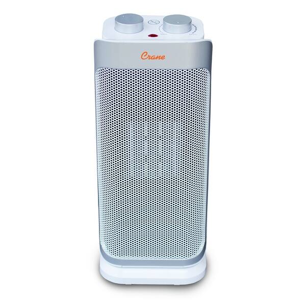 Shop Crane 1 500 Watt Ceramic Mini Oscillating Tower Space Heater Overstock 28699848