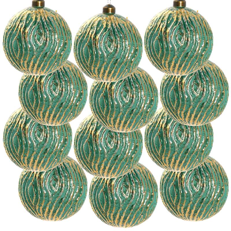 D3" Christmas Ball Ornaments, Glass Decorative Hanging Ball Christmas Tree Ornaments for Holiday Party, Set of 12