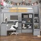 preview thumbnail 2 of 16, Kids Bed Loft Bed with Cabinet and Staircase L-Shaped Desk and Drawers, White