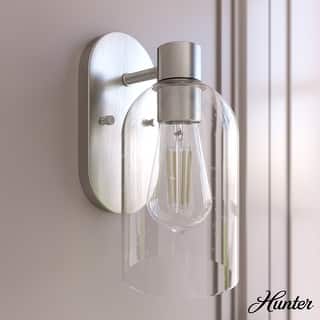 Hunter Lochemeade 1 Light Wall Sconce, Damp Rated - Bathroom, Hallway, Bedroom - Modern Farmhouse, Contemporary, Industrial