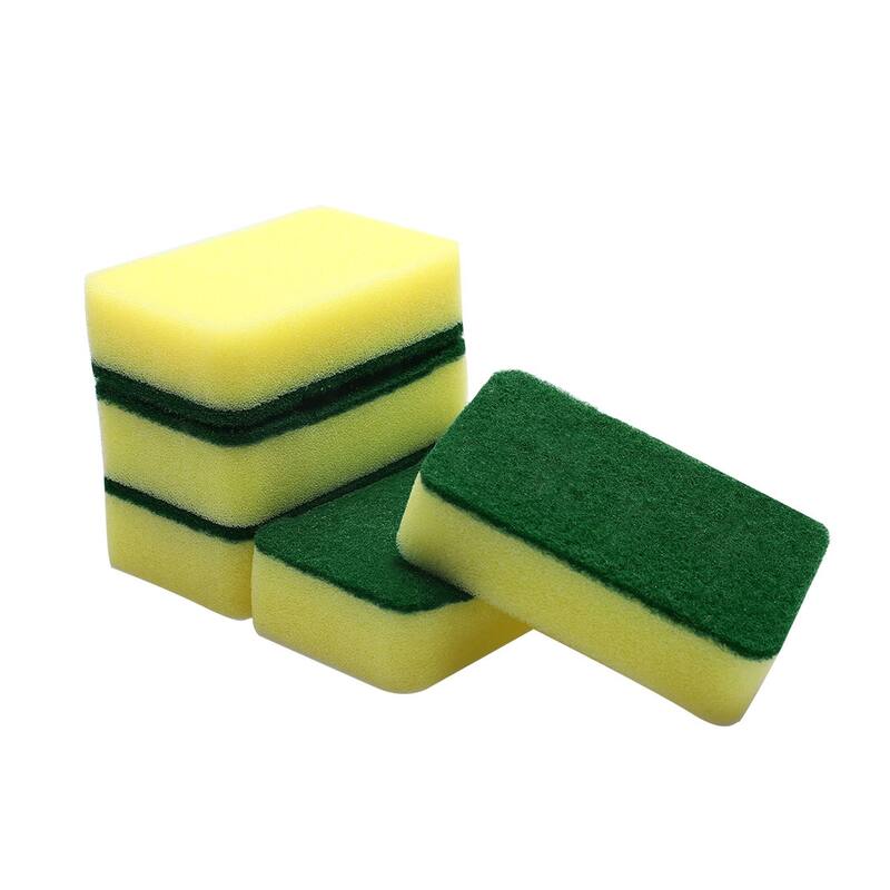 Sponge Rectangle Shape Kitchen Bowl Dish Cleaning Pad Sponge Scrubs - Yellow, Green