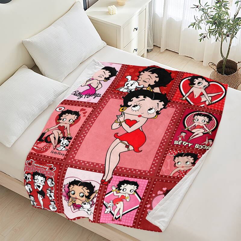 Betty Boop Super Soft Fleece Plush Throw Blanket for Couch Bed Sofa - 60"x80" - Patchwork