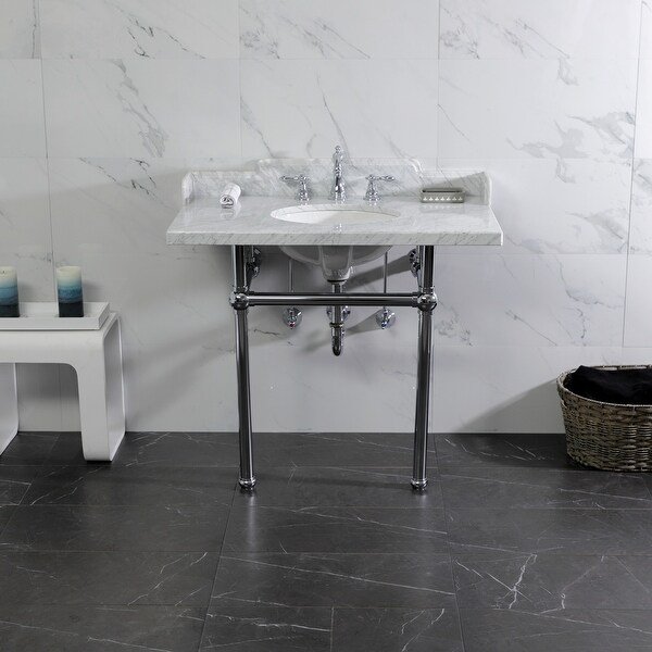 Kingston Brass Pemberton 36-Inch Carrara Marble Console Sink with