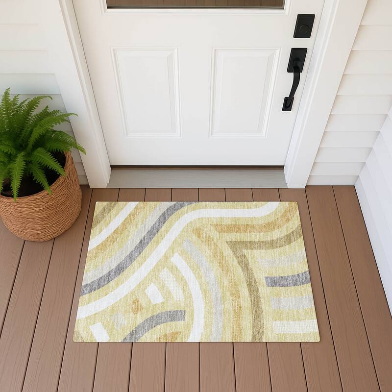 Machine Washable Indoor/ Outdoor Modern Jalen Chantille Rug - Wheat - 1'8" x 2'6"