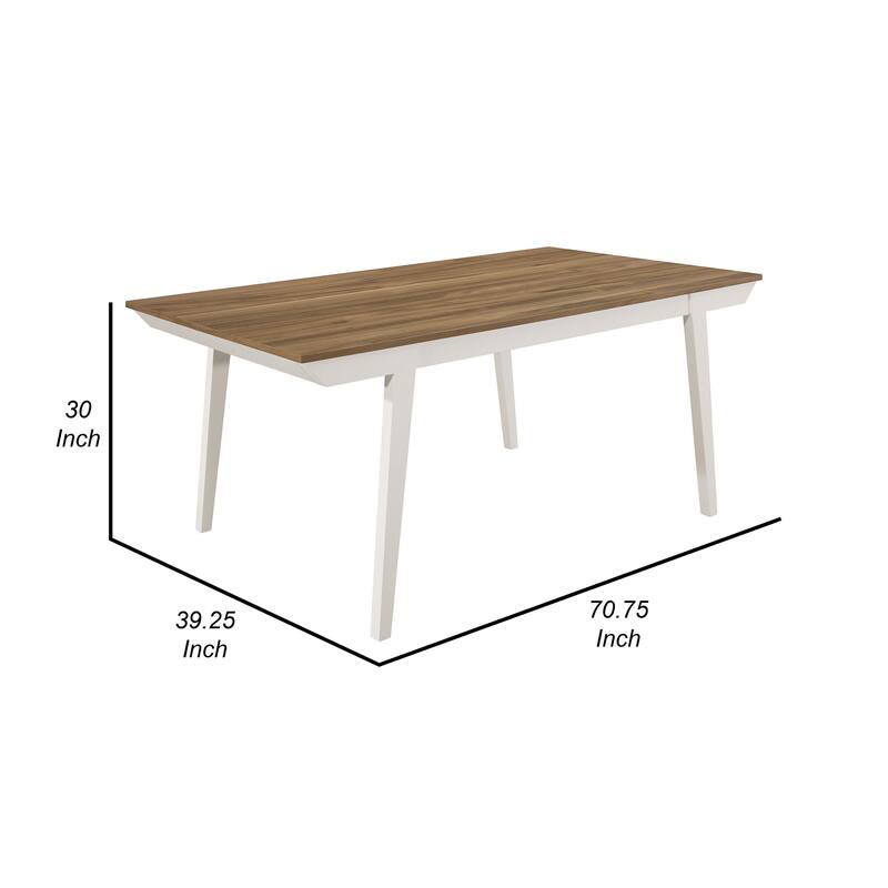 Ane 71 Inch Dining Table, Rectangular Farmhouse, Brown Acacia Solid Wood