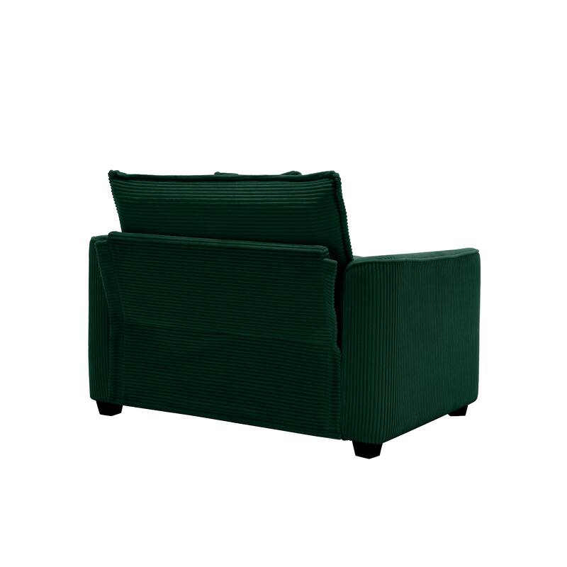 Oversized 3 - Piece Sofa Set with Corduroy 3-Seater Sofa and 2-Seater Loveseat & Single Deep Seat Sofa Chair for Livingroom