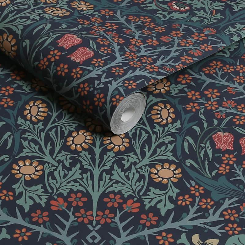 William Morris Blackthorn Navy Wallpaper
