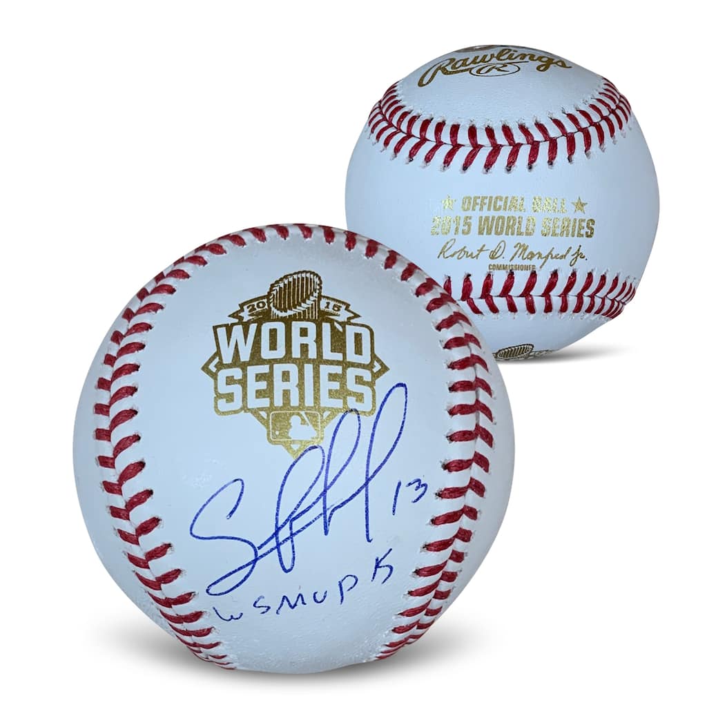 Salvador Perez Autographed 2015 World Series MVP Signed Baseball Beckett COA With UV Display Case - 8'6" x 11'6"