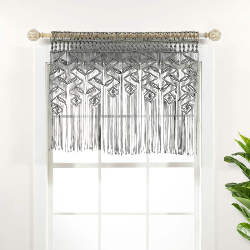 Lush Decor Boho Macrame Leaf Cotton Valance - 30" x 40"