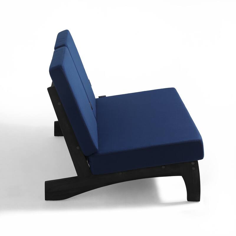 2-Piece Outdoor Teak Wood Loveseat Patio Set with Side Table