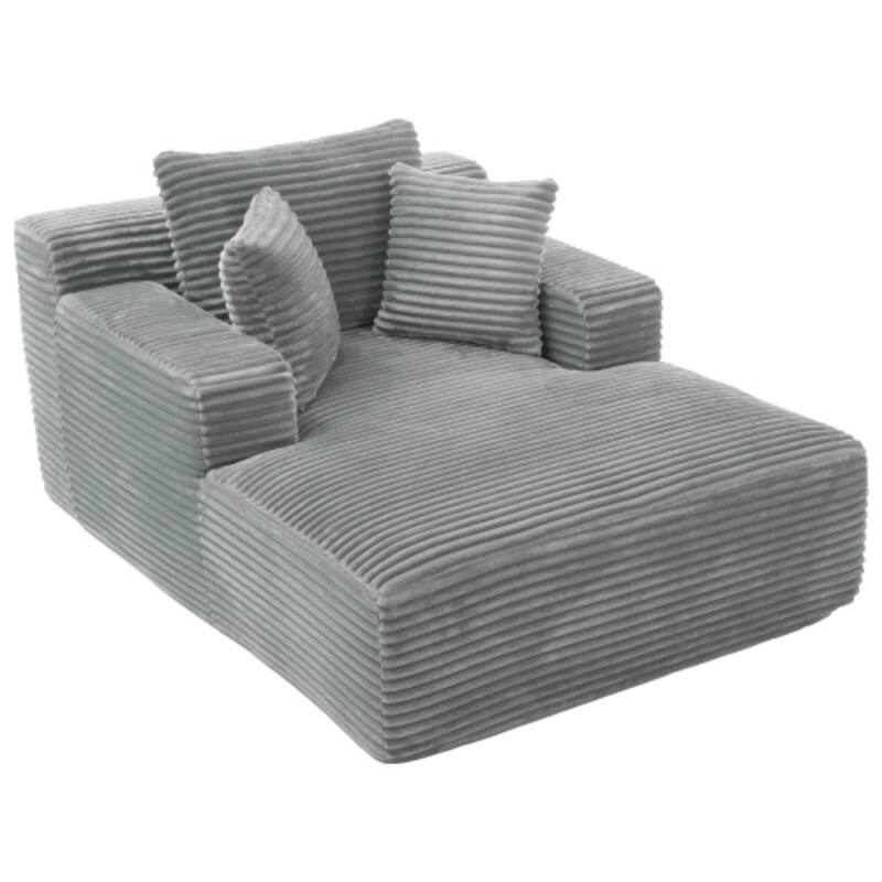 Full-Compressed Chaise Lounge Sofa Bed with Soft Corduroy Upholstery by Harper&Bright Designs