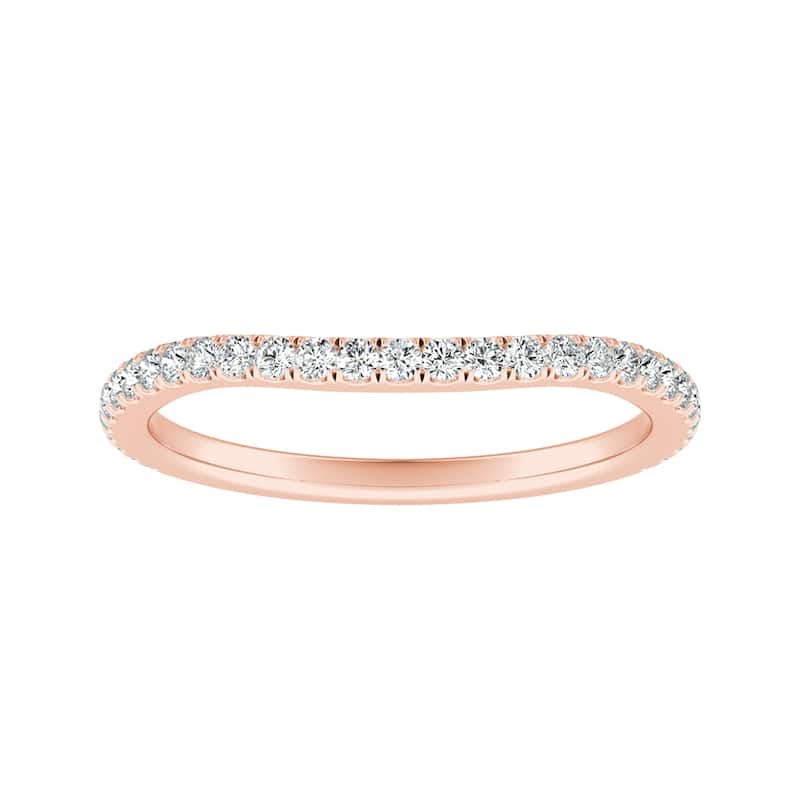 Auriya 1/3ctw Women's Curved Diamond Wedding Band 14k Gold - Rose - 7