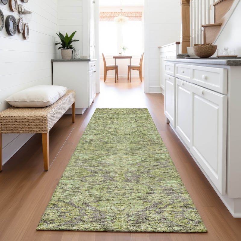 Premium Washable Super Soft Vintage Farmhouse Mayfield Rug - Green - 2'3" x 7'6"